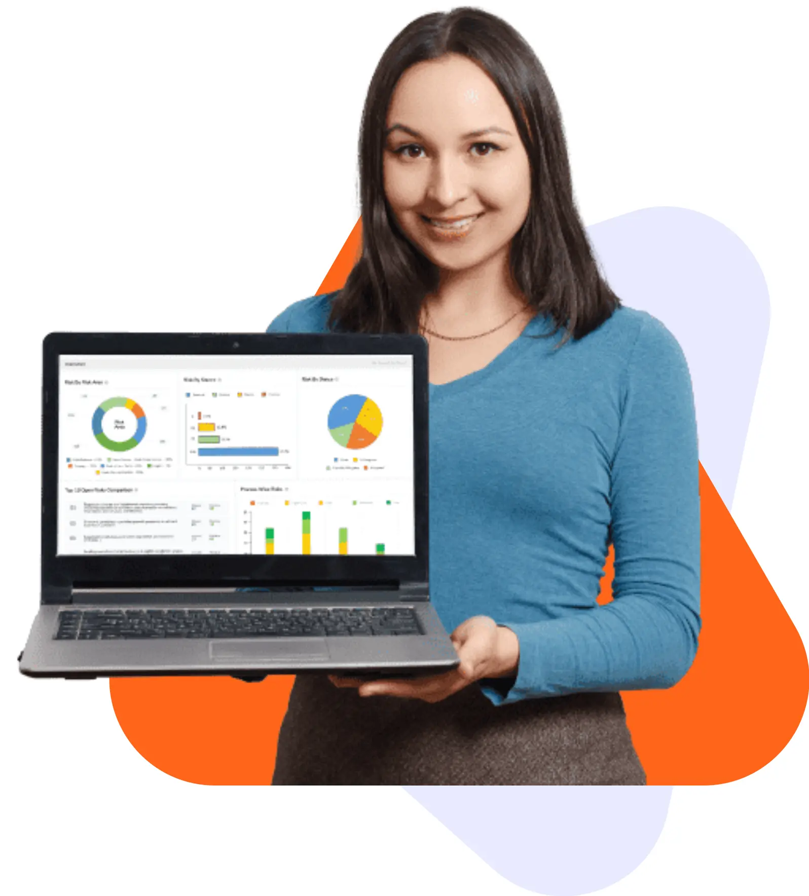 a lady holding isorobot enterprise management application